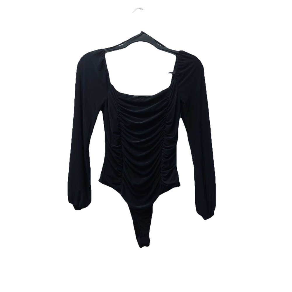 21‎ Saints M Black Thong Bodysuit Shapewear Pirate Ren Faire Peasant Gothic
